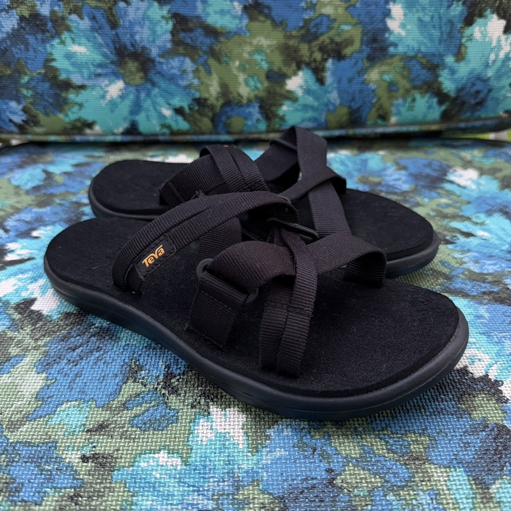 Teva Womens Voya Zillesa Sandals Strappy Slide Comfort Walking Black Size 5 US